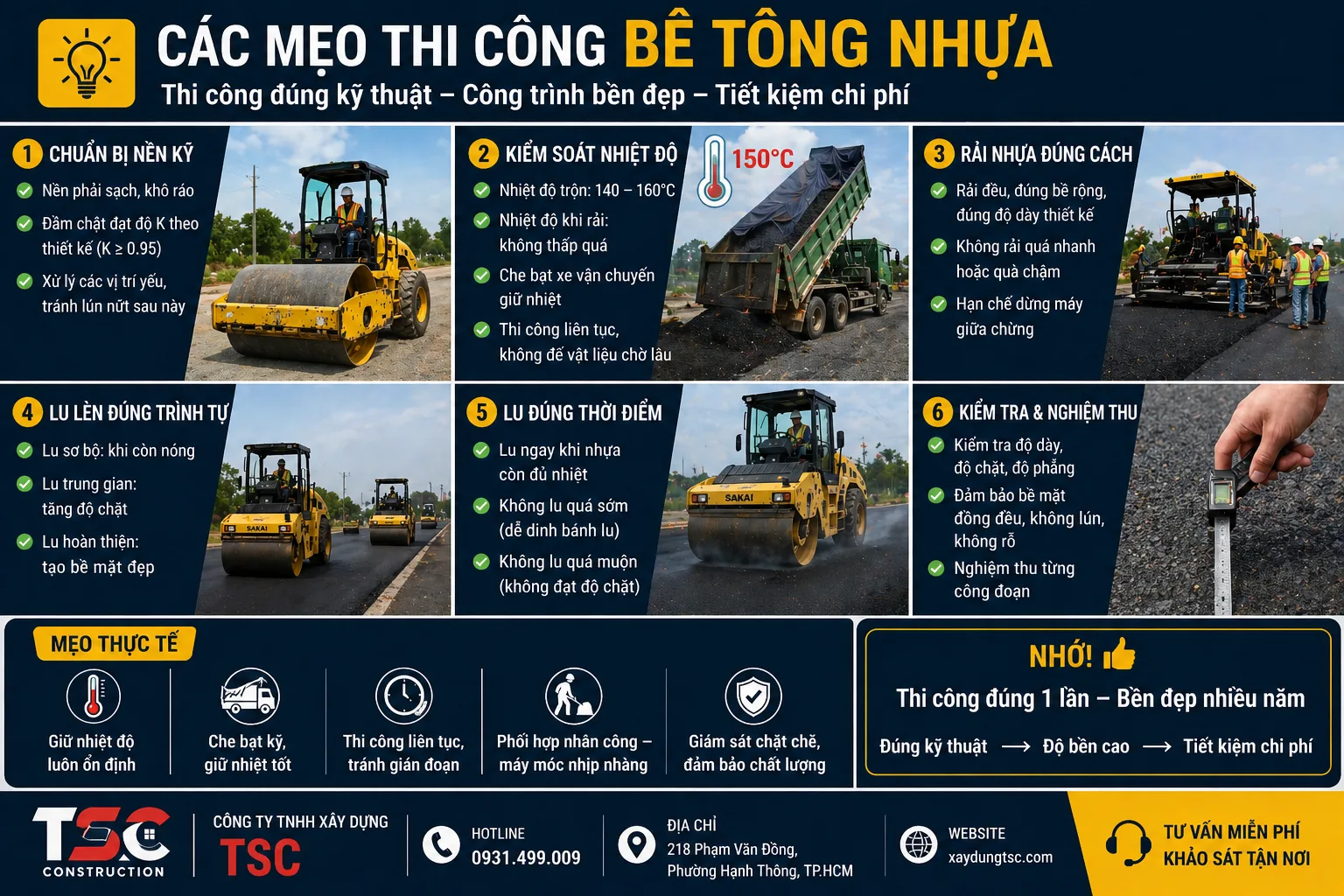 CÁC MẸO THI CÔNG BÊ TÔNG NHỰA NÓNG HIỆU QUẢ – ÍT LỖI – BỀN LÂU