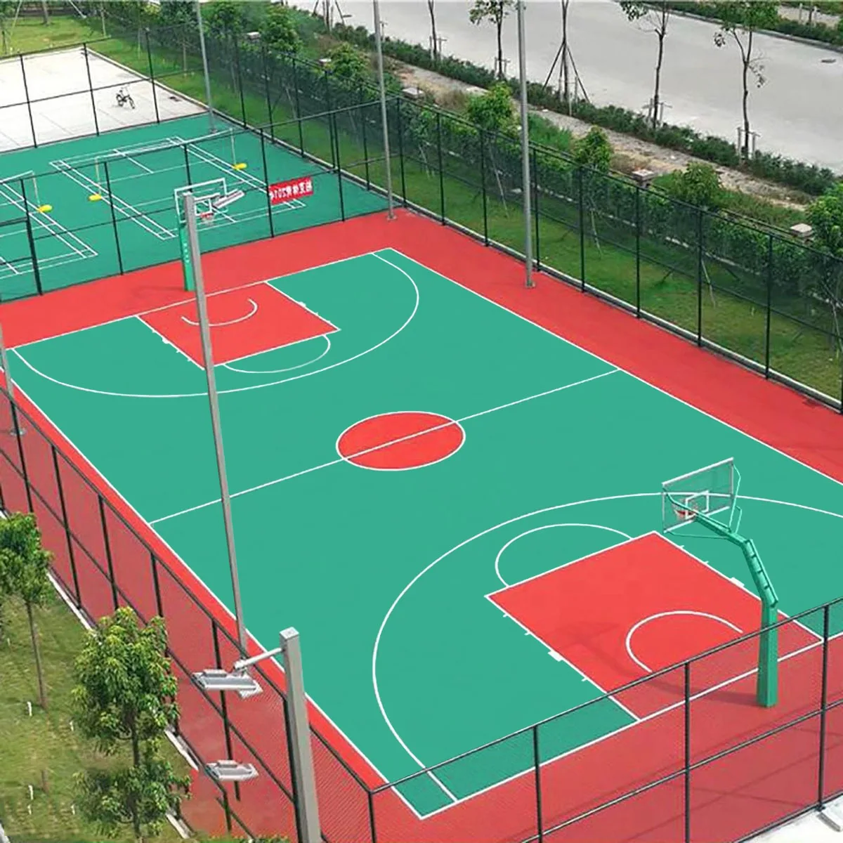 sân bóng rổ ngoài trời sơn Acylic