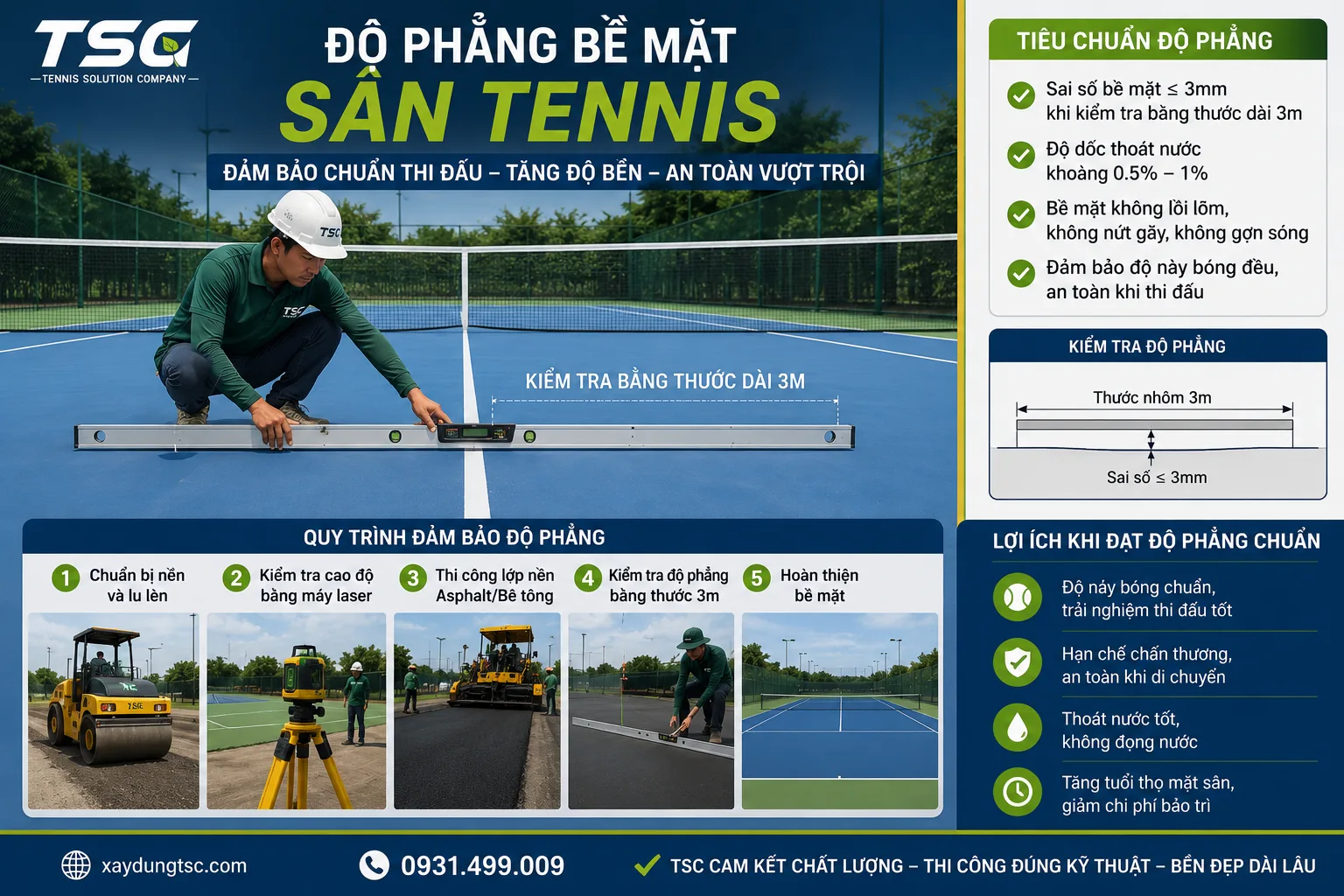 QUY TRÌNH THI CÔNG SÂN TENNIS CHUYÊN NGHIỆP: