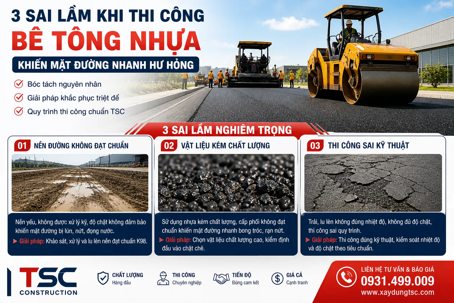 Đường Vừa Làm Xong Đã Hỏng? 3 Sai Lầm “Chết Người” Trong Thi Công Nhựa Đường
