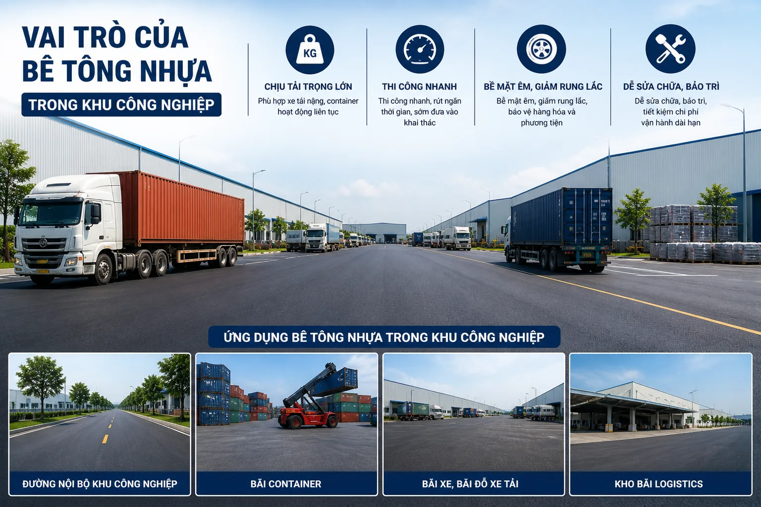 vai trò của bê tông nhựa trong kcn
