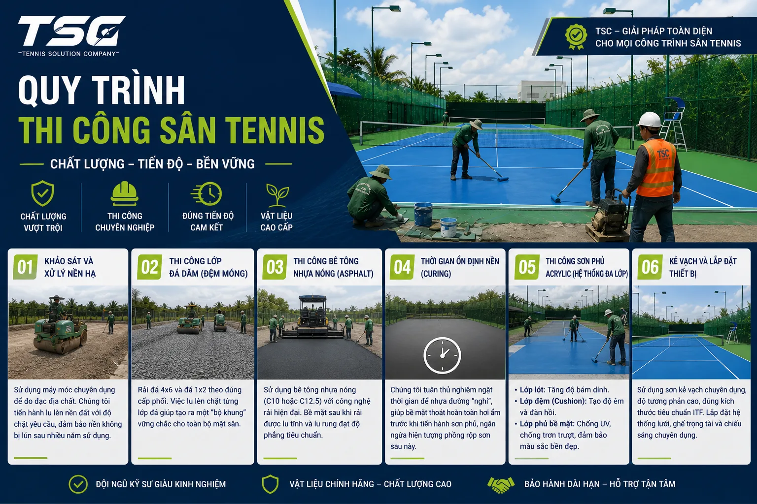 THI CÔNG SÂN TENNIS ACRYLIC CHẤT LƯỢNG CAO – GIẢI PHÁP ĐỈNH CAO TỪ TSC